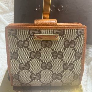 Gucci Beige GG Canvas Zip Around French Compact Wallet